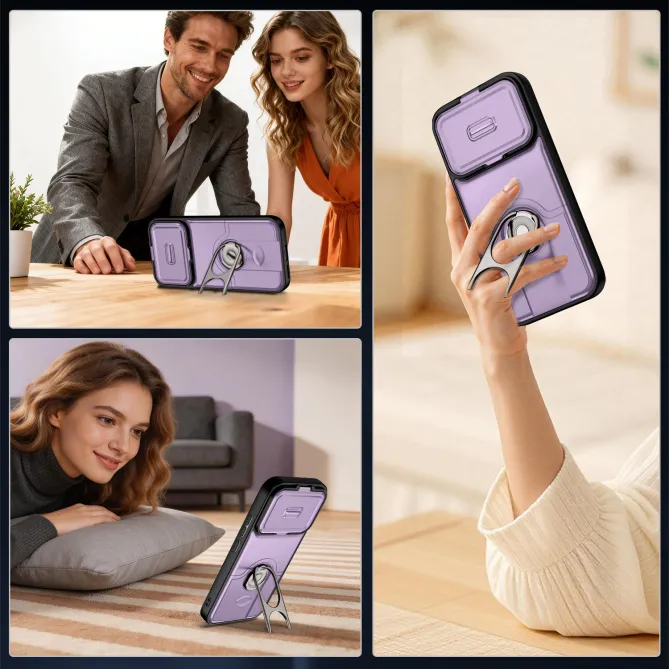 Coque Xiaomi 17T Cache Caméra Coulissant et Anneau Rotatif