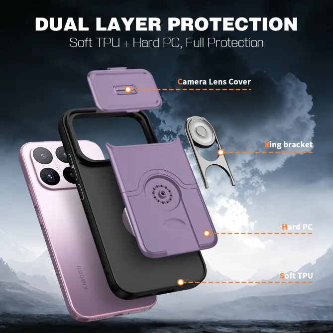 Coque Xiaomi 17T Cache Caméra Coulissant et Anneau Rotatif