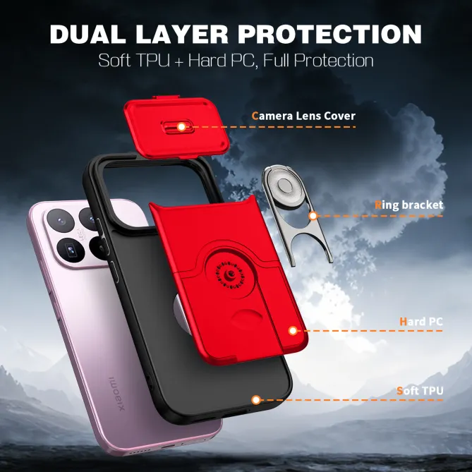 Coque Xiaomi 17T Cache Caméra Coulissant et Anneau Rotatif