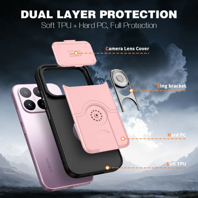 Coque Xiaomi 17T Cache Caméra Coulissant et Anneau Rotatif