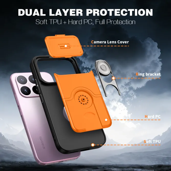 Coque Xiaomi 17T Cache Caméra Coulissant et Anneau Rotatif