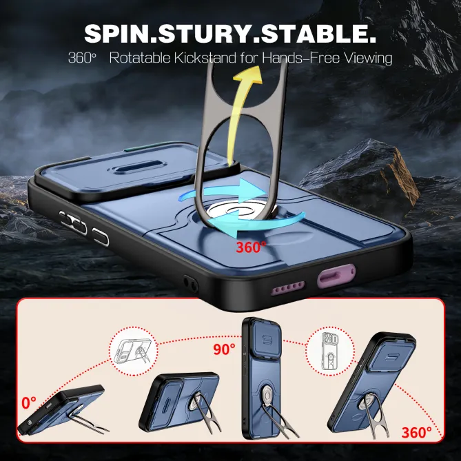 Coque Xiaomi 17T Cache Caméra Coulissant et Anneau Rotatif