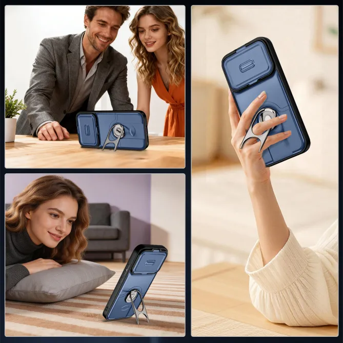 Coque Xiaomi 17T Cache Caméra Coulissant et Anneau Rotatif