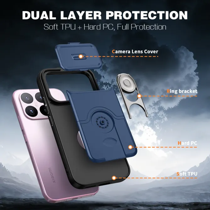 Coque Xiaomi 17T Cache Caméra Coulissant et Anneau Rotatif