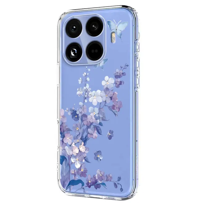Coque Xiaomi 17T fleurs violettes papillon