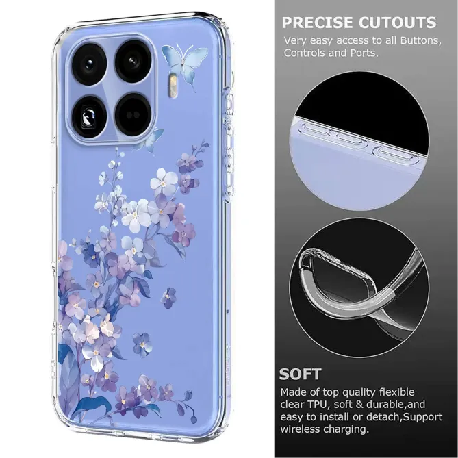 Coque Xiaomi 17T fleurs violettes papillon