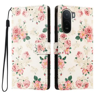 Housse POCO C81 Pro Fleurie Roses Vintage avec Dragonne