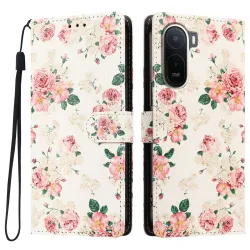 Housse POCO C81 Pro Fleurie Roses Vintage avec Dragonne