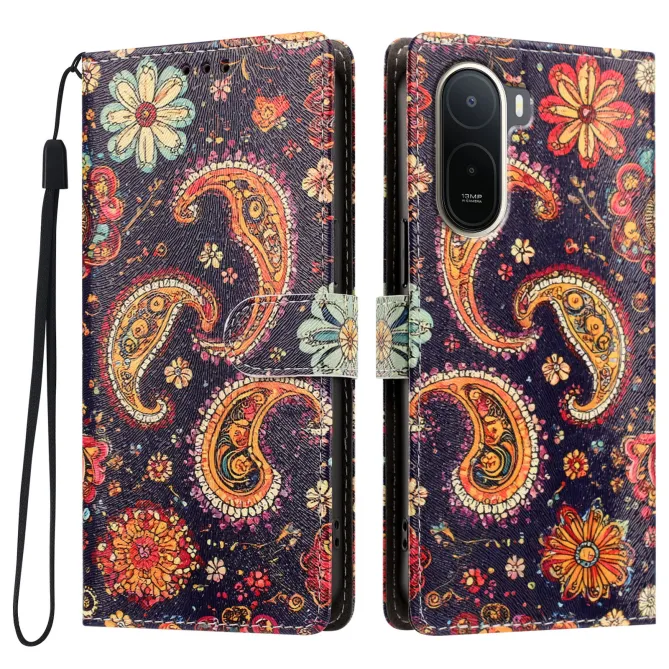 Housse POCO C81 Pro Paisley Bohème avec Dragonne