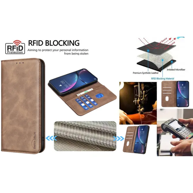 Housse Xiaomi 15T avec rabat Anti-RFID Grain Texturé