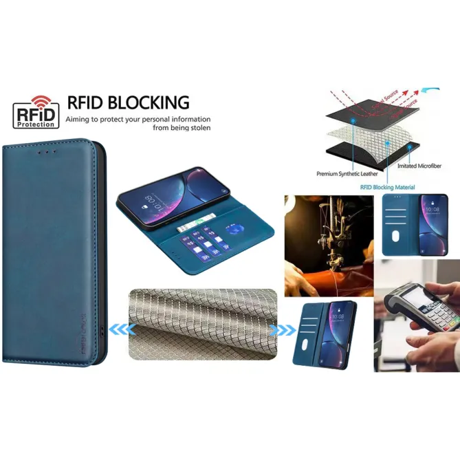 Housse Xiaomi 15T avec rabat Anti-RFID Grain Texturé