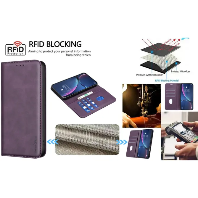 Housse Xiaomi 15T avec rabat Anti-RFID Grain Texturé