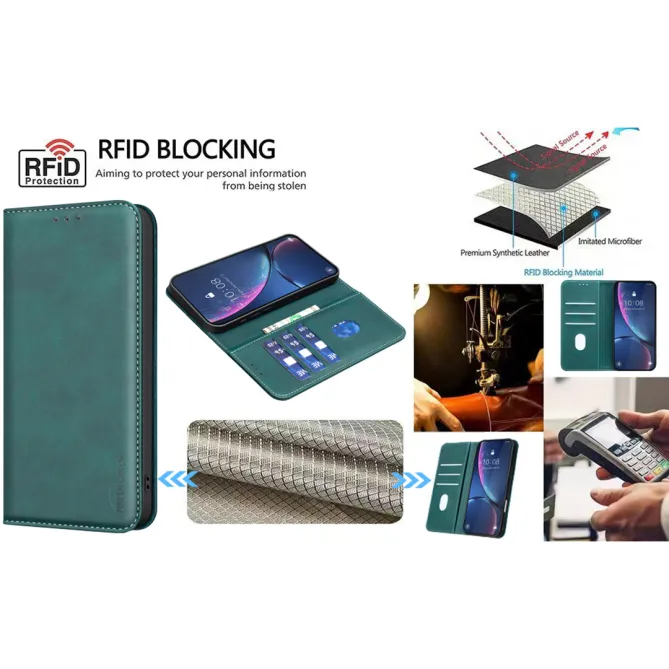 Housse Xiaomi 15T avec rabat Anti-RFID Grain Texturé