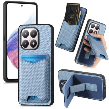Coque Xiaomi 15T Porte-Carte Fibre de Carbone Béquille