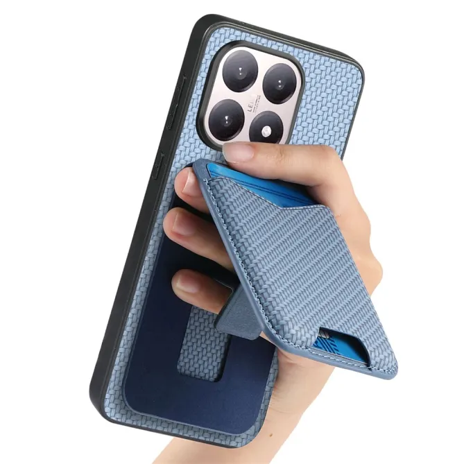 Coque Xiaomi 15T Porte-Carte Fibre de Carbone Béquille
