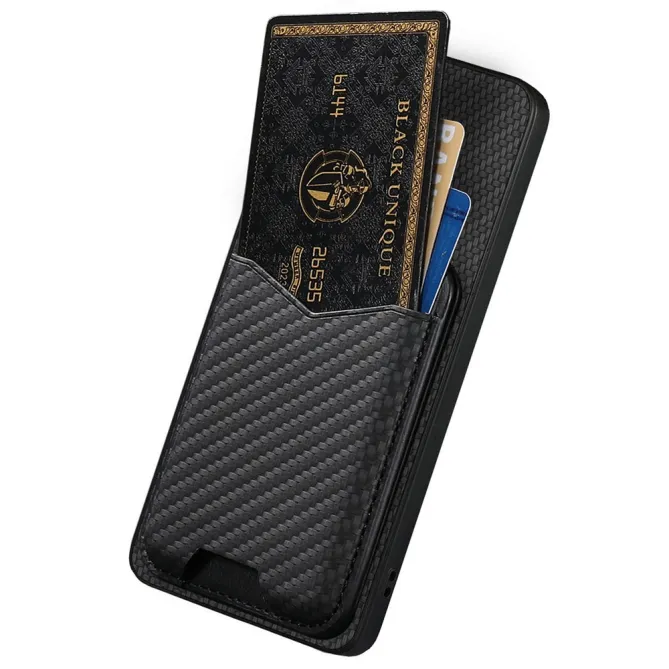 Coque Xiaomi 15T Porte-Carte Fibre de Carbone Béquille