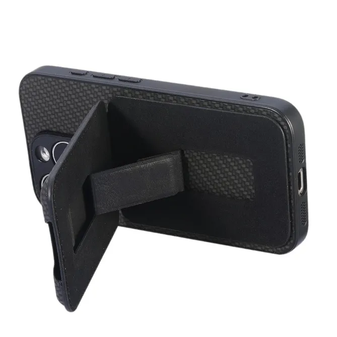Coque Xiaomi 15T Porte-Carte Fibre de Carbone Béquille