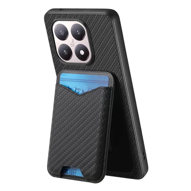 Coque Xiaomi 15T Porte-Carte Fibre de Carbone Béquille