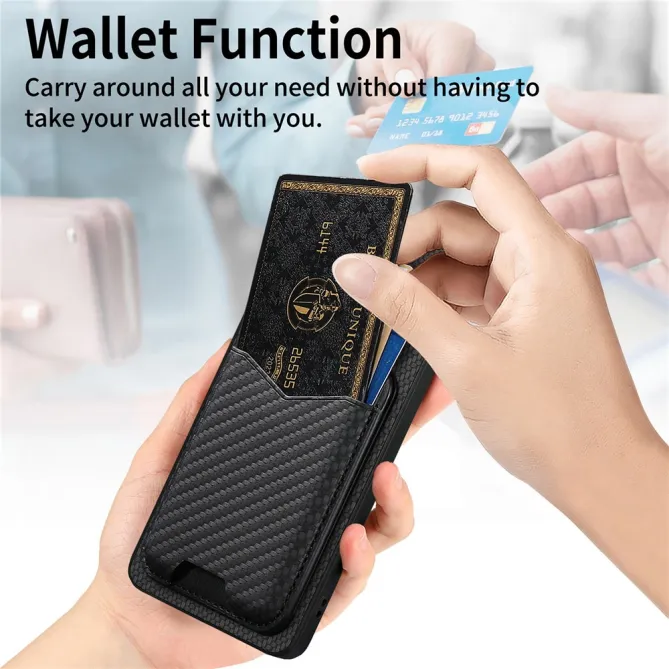 Coque Xiaomi 15T Porte-Carte Fibre de Carbone Béquille