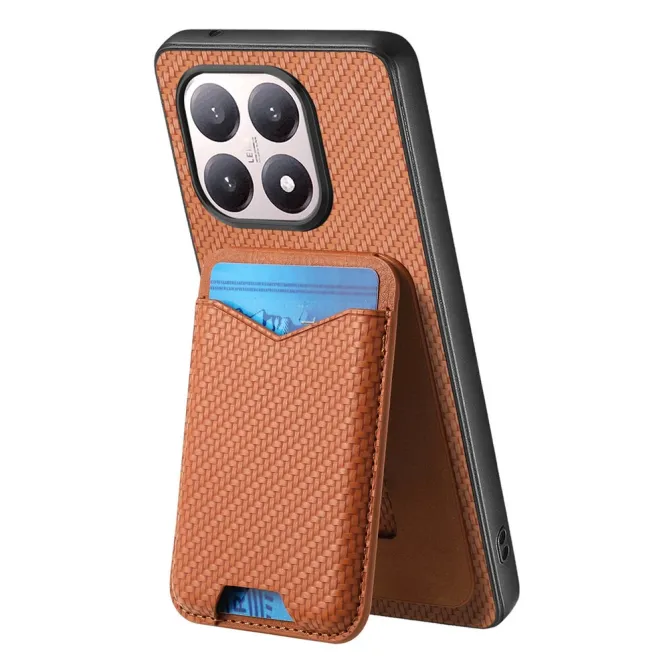 Coque Xiaomi 15T Porte-Carte Fibre de Carbone Béquille