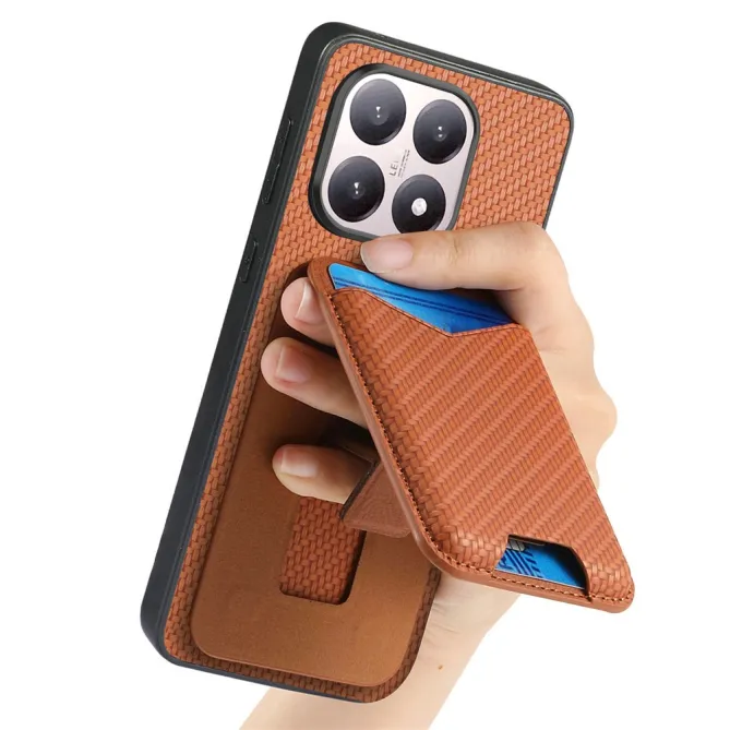 Coque Xiaomi 15T Porte-Carte Fibre de Carbone Béquille