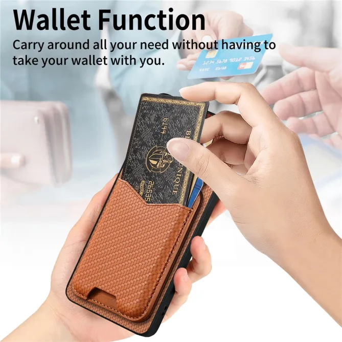 Coque Xiaomi 15T Porte-Carte Fibre de Carbone Béquille