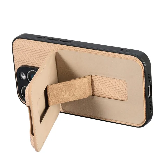 Coque Xiaomi 15T Porte-Carte Fibre de Carbone Béquille