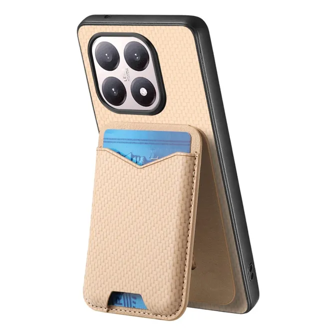 Coque Xiaomi 15T Porte-Carte Fibre de Carbone Béquille