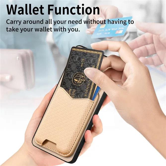 Coque Xiaomi 15T Porte-Carte Fibre de Carbone Béquille