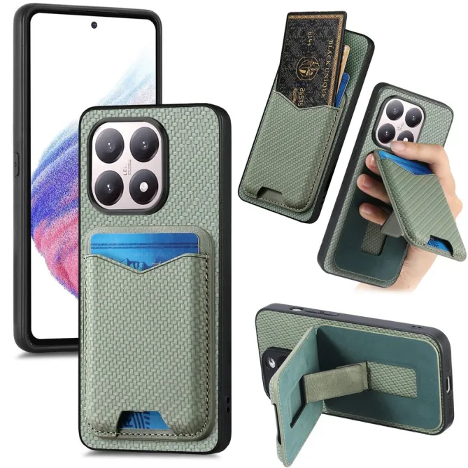 Coque Xiaomi 15T Porte-Carte Fibre de Carbone Béquille