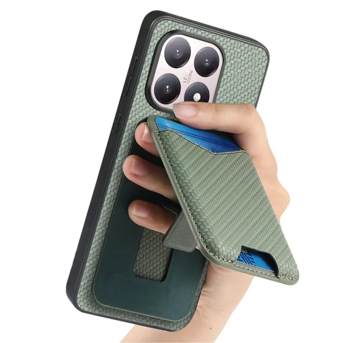 Coque Xiaomi 15T Porte-Carte Fibre de Carbone Béquille