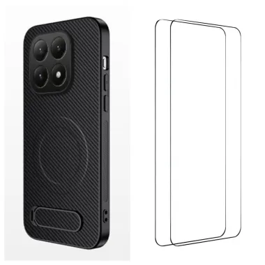 Coque Xiaomi 15T Fibre de Carbone Support Rétractable
