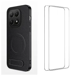 Coque Xiaomi 15T Fibre de Carbone Support Rétractable