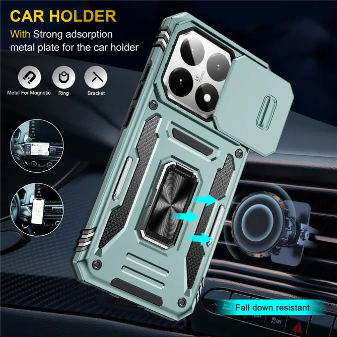 Coque Xiaomi 15T Cache Caméra Coulissant et Anneau Béquille