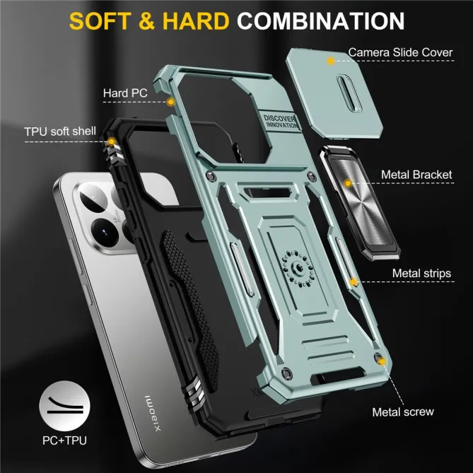 Coque Xiaomi 15T Cache Caméra Coulissant et Anneau Béquille