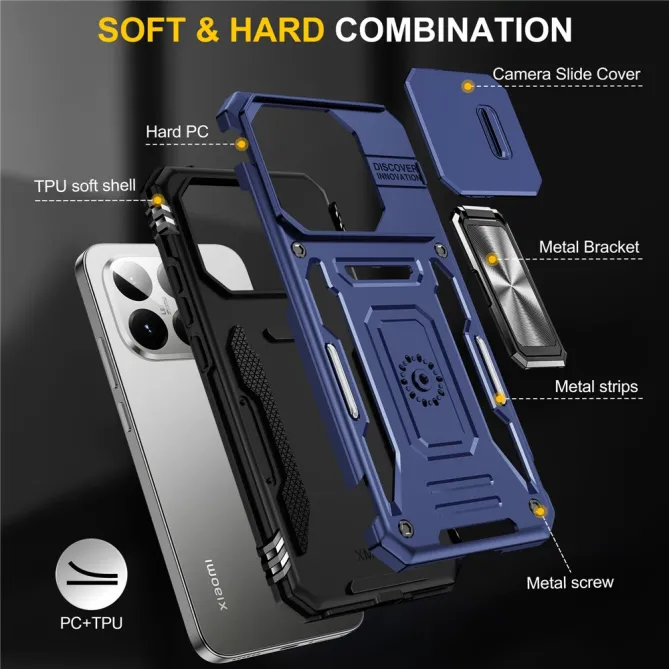 Coque Xiaomi 15T Cache Caméra Coulissant et Anneau Béquille