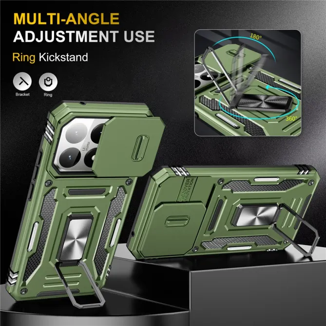 Coque Xiaomi 15T Cache Caméra Coulissant et Anneau Béquille