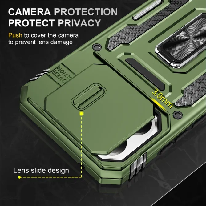 Coque Xiaomi 15T Cache Caméra Coulissant et Anneau Béquille