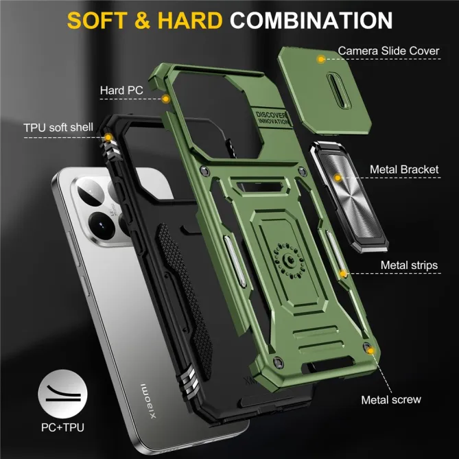 Coque Xiaomi 15T Cache Caméra Coulissant et Anneau Béquille