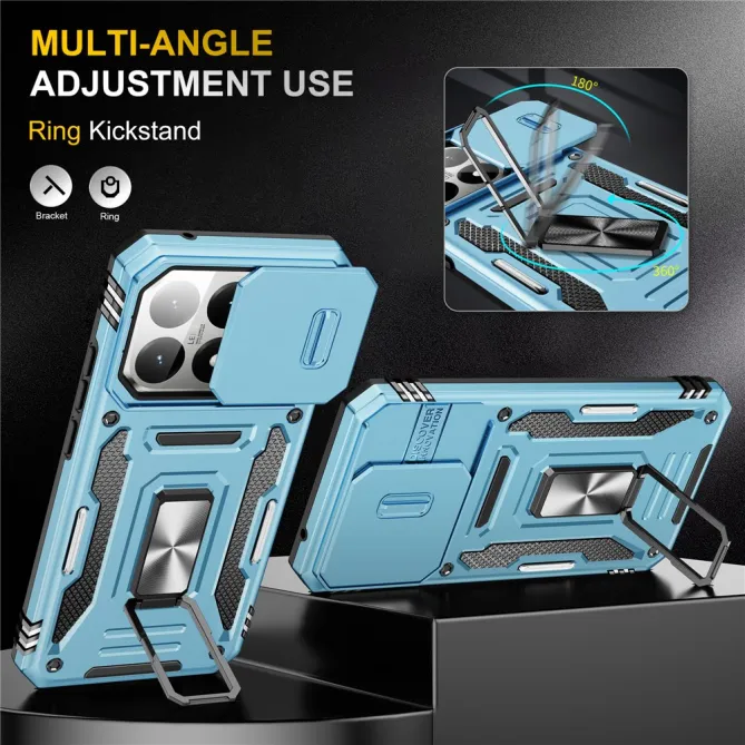 Coque Xiaomi 15T Cache Caméra Coulissant et Anneau Béquille