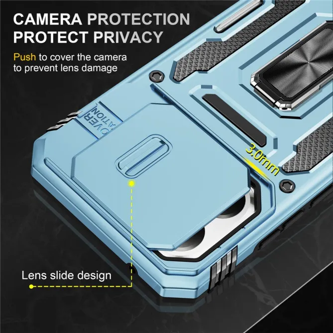 Coque Xiaomi 15T Cache Caméra Coulissant et Anneau Béquille
