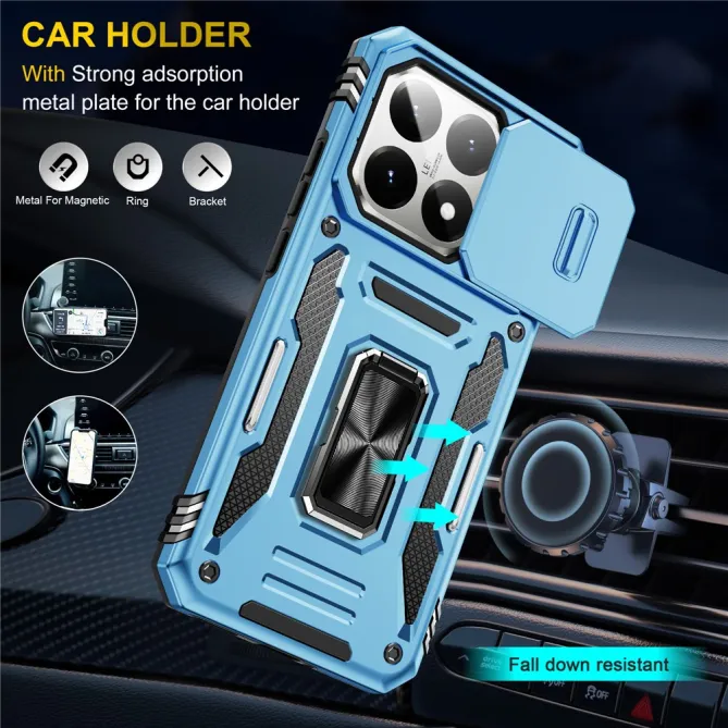Coque Xiaomi 15T Cache Caméra Coulissant et Anneau Béquille