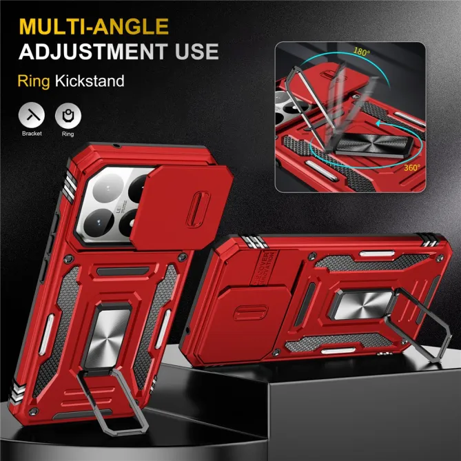 Coque Xiaomi 15T Cache Caméra Coulissant et Anneau Béquille