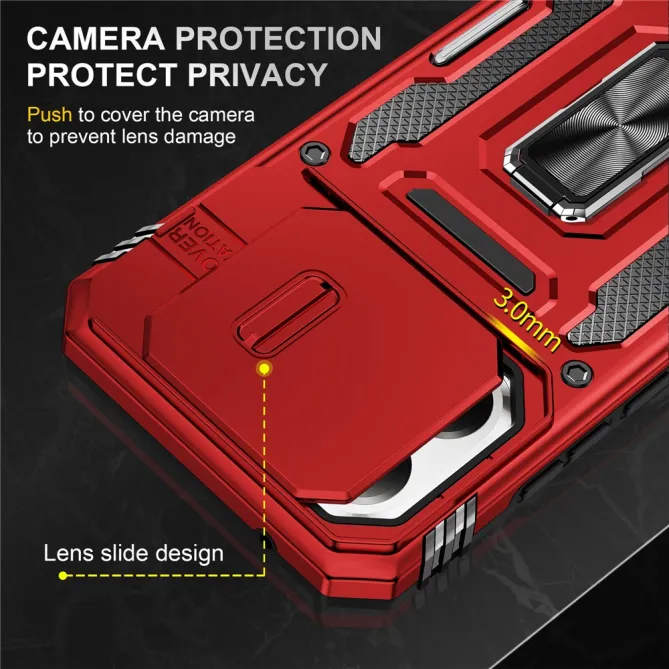 Coque Xiaomi 15T Cache Caméra Coulissant et Anneau Béquille