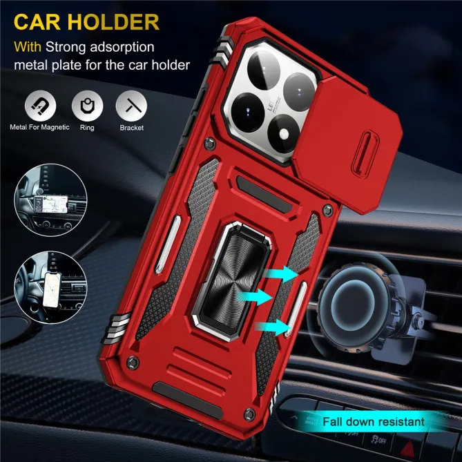 Coque Xiaomi 15T Cache Caméra Coulissant et Anneau Béquille