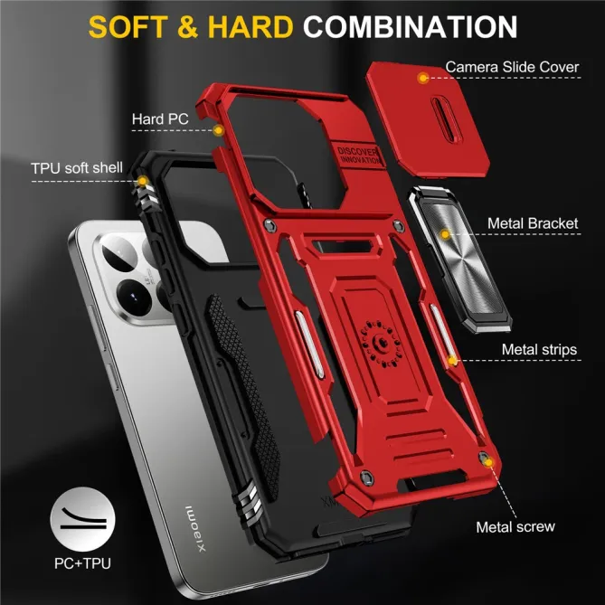 Coque Xiaomi 15T Cache Caméra Coulissant et Anneau Béquille