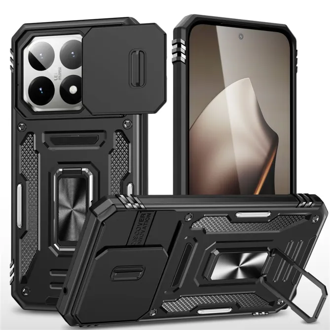 Coque Xiaomi 15T Cache Caméra Coulissant et Anneau Béquille