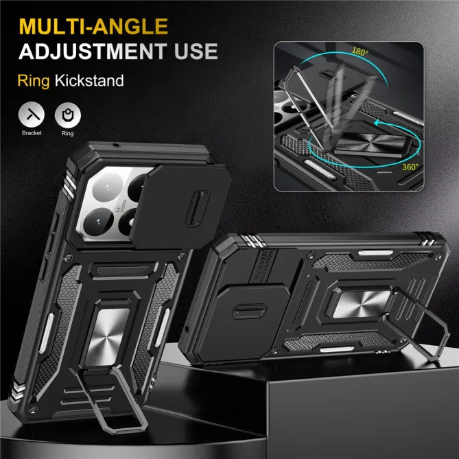 Coque Xiaomi 15T Cache Caméra Coulissant et Anneau Béquille