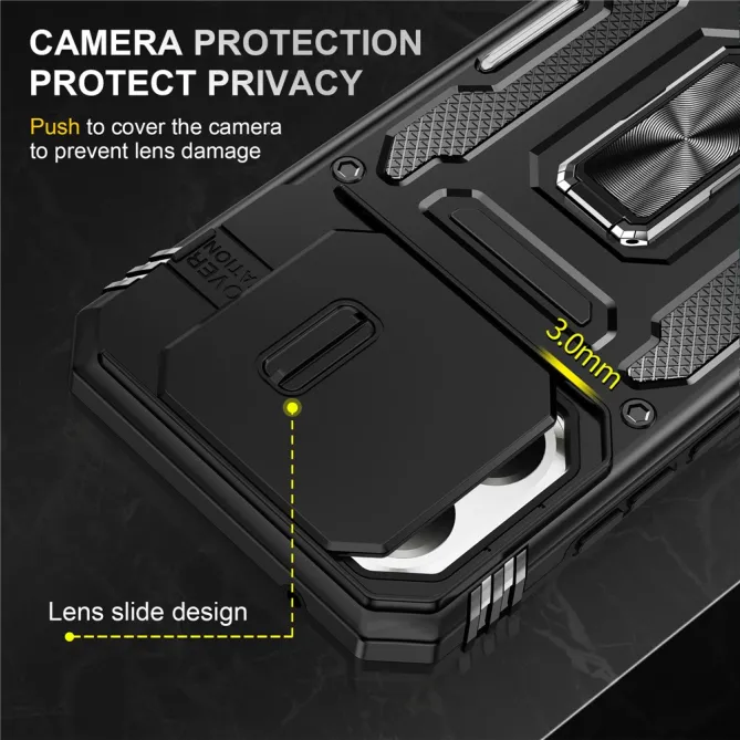 Coque Xiaomi 15T Cache Caméra Coulissant et Anneau Béquille