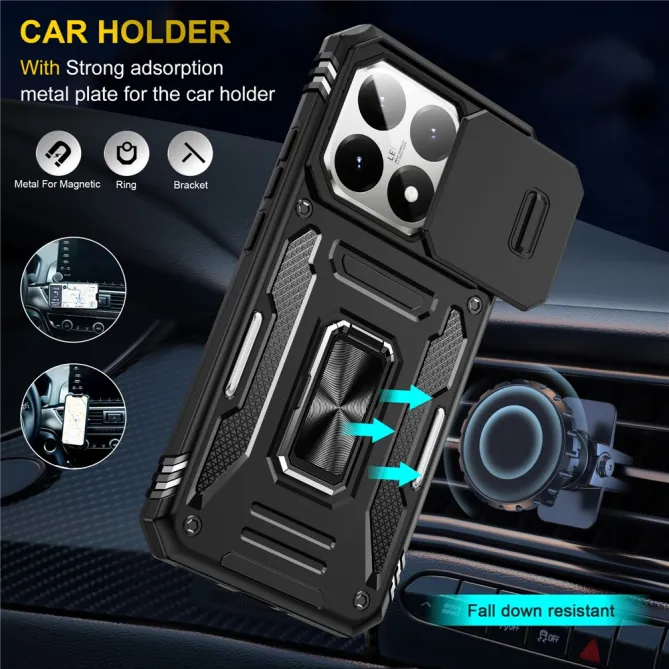 Coque Xiaomi 15T Cache Caméra Coulissant et Anneau Béquille